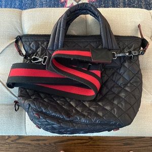 MZ Wallace small Sutton deluxe - black with extra black and red crossbody strap